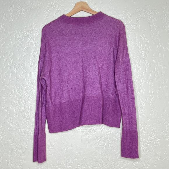 COS Women's Purple Wool Alpaca Blend V-Neck Long Sleeve Sweater Size Large - Picture 2 of 9